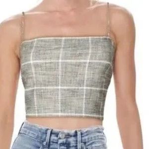 Alicia & Olivia size  large black & white plaid cropped camisole back zipper